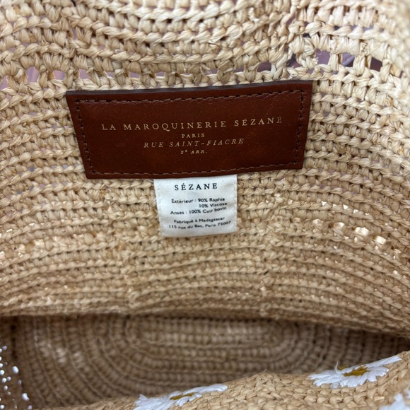 Sezane Raffia Farrow Daisy Embroidered Bag - Picture 8 of 12